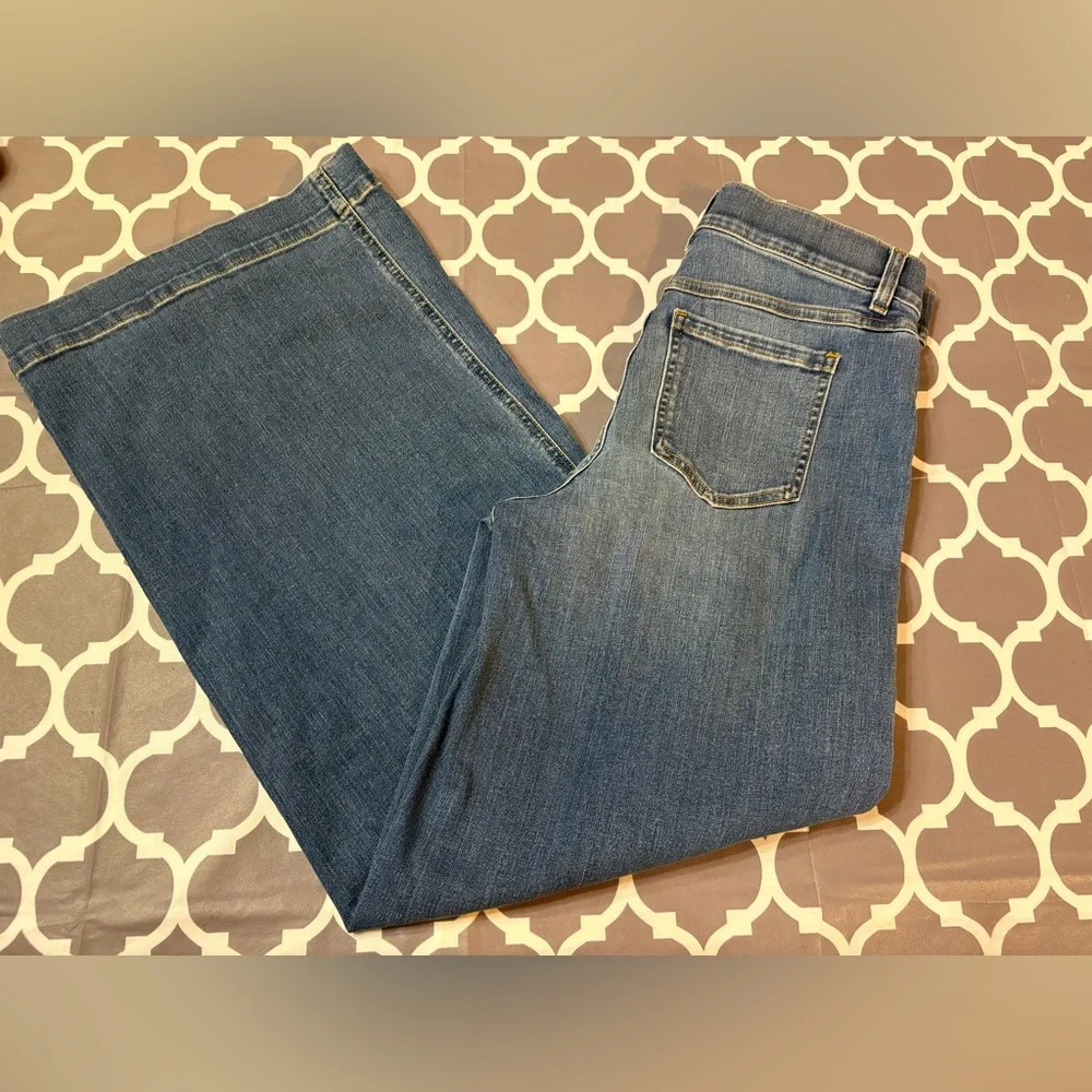 SPANX Seamed Front Wide-Leg Pull On Jeans Petite Medium in Vintage Indigo NWT
